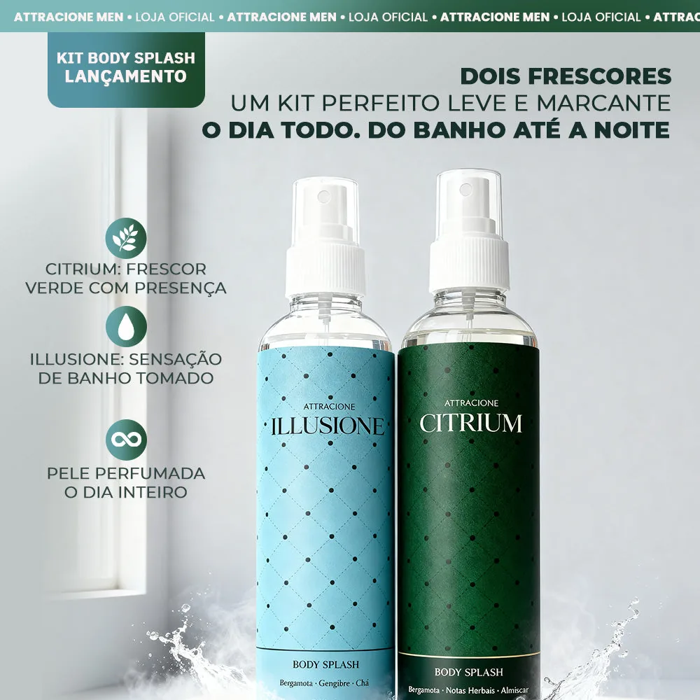 Kit Body Splash Citrium + Illusione 200ml - Fragrâncias Cítricas Refrescantes, Leves e Ideais para o Dia a Dia