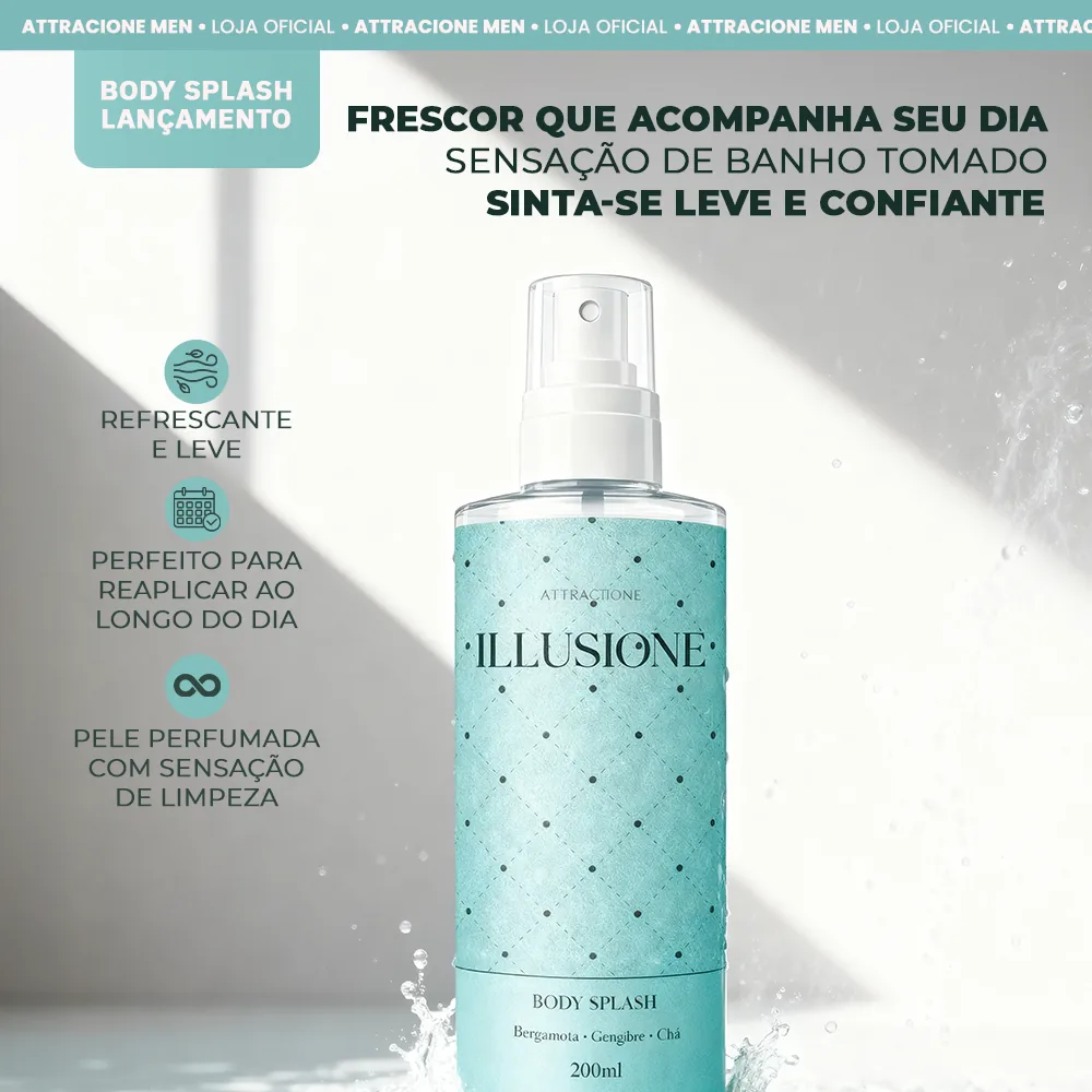 Body Splash Illusione 200ml - Frescor Cítrico Refrescante, Leve e Ideal para o Dia a Dia
