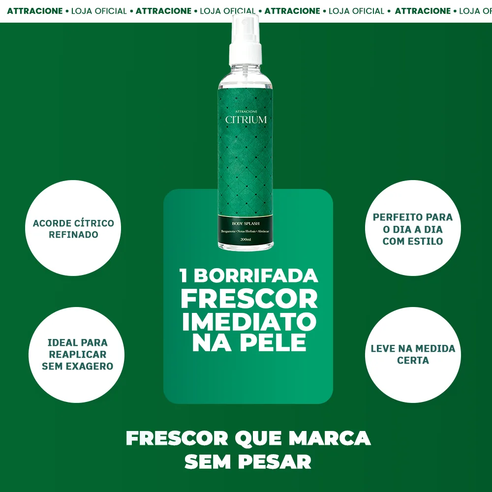 Body Splash Citrium 200ml - Fragrância Cítrica Refrescante, Leve e Ideal para o Dia a Dia